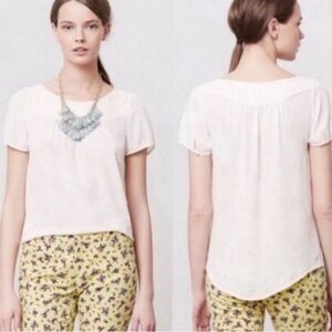 Anthropologie Vanessa Virginia Field Bloom Blouse Cream Size 10